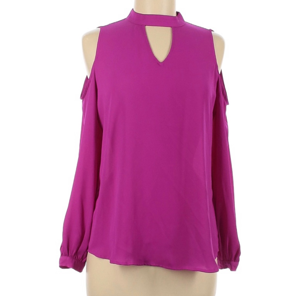 Adrianna Papell Cold Shoulder Keyhole Blouse